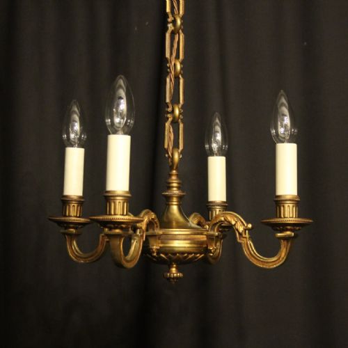 French Gilded Bronze 4 Light Antique Chandelier
