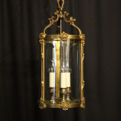 French Gilded Bronze Antique Hall Lantern