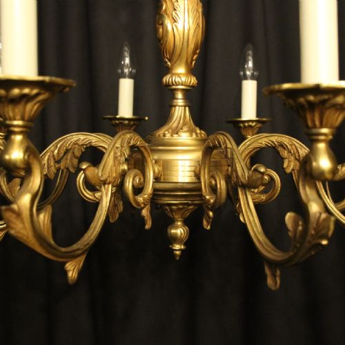 FRENCH GILDED BRONZE 8 LIGHT ANTIQUE CHANDELIER - ADDITIONAL PHOTO 7