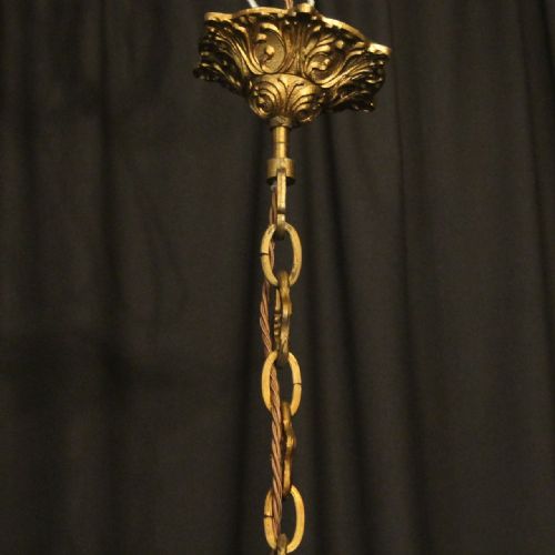 ITALIAN GILDED 8 LIGHT ANTIQUE CHANDELIER - ADDITIONAL PHOTO 9