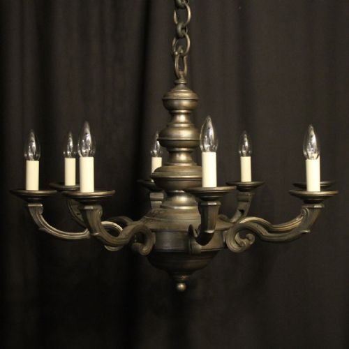 french silver gilded 8 light antique chandelier - CATEGORY: ANTIQUE LIGHTING - DATED 1920