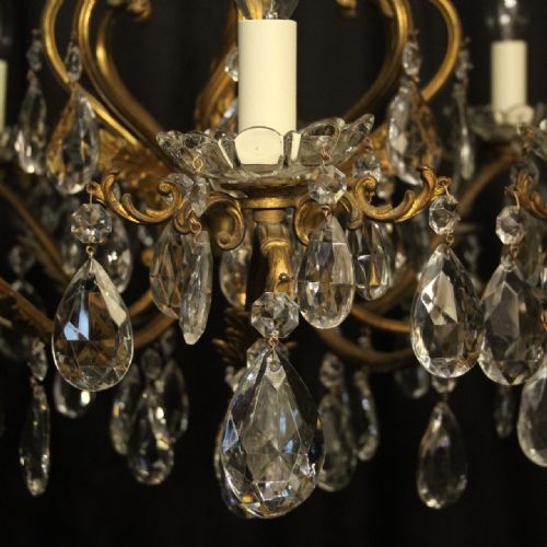 ITALIAN GILDED CRYSTAL 8 LIGHT ANTIQUE CHANDELIER - ADDITIONAL PHOTO 5