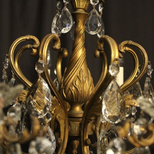 ITALIAN GILDED CRYSTAL 8 LIGHT ANTIQUE CHANDELIER - ADDITIONAL PHOTO 7