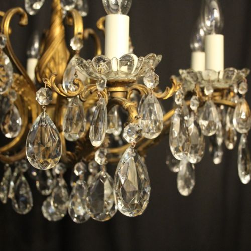 ITALIAN GILDED CRYSTAL 8 LIGHT ANTIQUE CHANDELIER - ADDITIONAL PHOTO 8