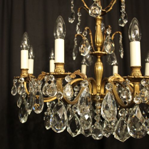 ITALIAN GILDED CRYSTAL 10 LIGHT ANTIQUE CHANDELIER - ADDITIONAL PHOTO 1