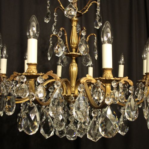 ITALIAN GILDED CRYSTAL 10 LIGHT ANTIQUE CHANDELIER - ADDITIONAL PHOTO 3