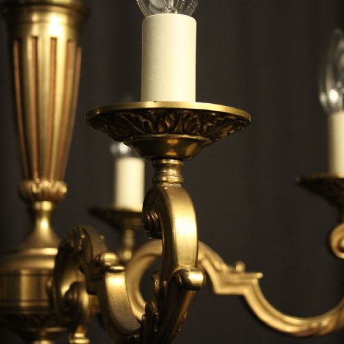 FRENCH GILDED BRONZE 5 LIGHT CHANDELIER - ADDITIONAL PHOTO 4