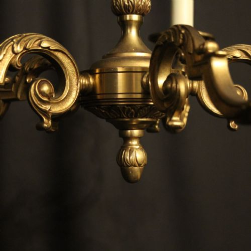 FRENCH GILDED BRONZE 5 LIGHT CHANDELIER - ADDITIONAL PHOTO 7