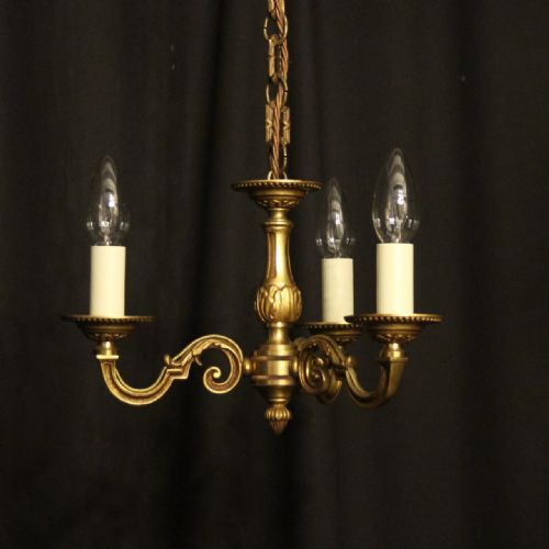 french triple light gilded antique chandelier - CATEGORY: ANTIQUE LIGHTING - DATED 1930