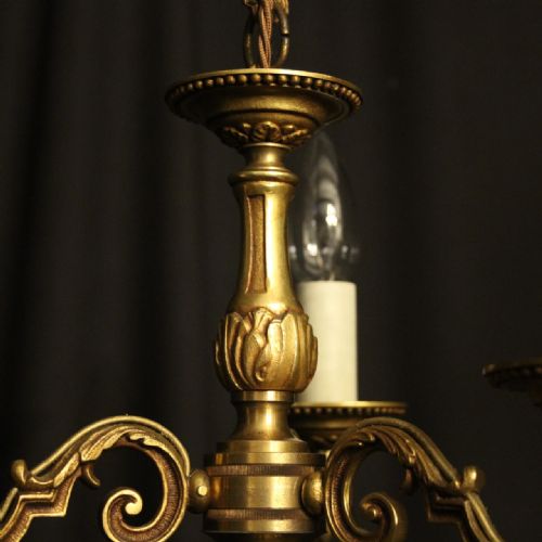 FRENCH TRIPLE LIGHT GILDED ANTIQUE CHANDELIER - ADDITIONAL PHOTO 3