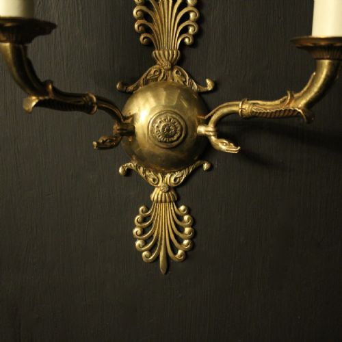 FRENCH PAIR OF GILDED EMPIRE ANTIQUE WALL LIGHTS - ADDITIONAL PHOTO 3