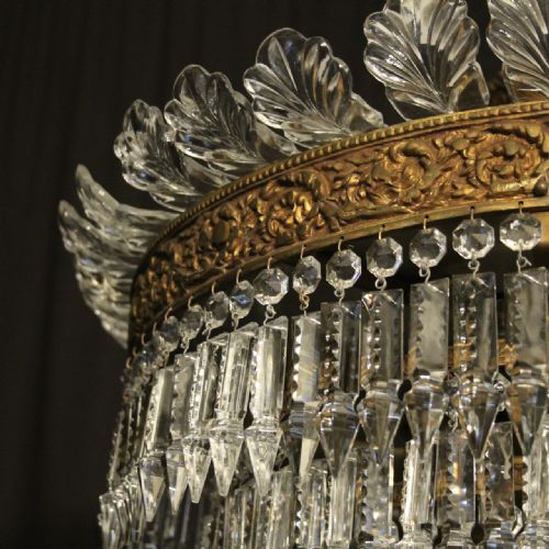 FRENCH GILDED BRONZE 6 LIGHT ANTIQUE PLAFFONIER - ADDITIONAL PHOTO 3