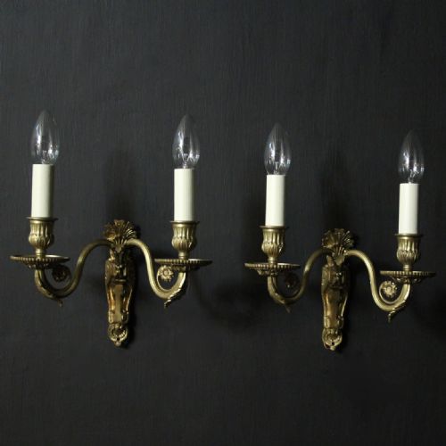 french gilded bronze twin arm wall sconces - CATEGORY: ANTIQUE LIGHTING - DATED 19TH CENTURY