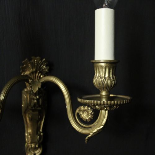 FRENCH GILDED BRONZE TWIN ARM WALL SCONCES - ADDITIONAL PHOTO 2