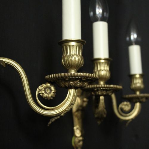 FRENCH GILDED BRONZE TWIN ARM WALL SCONCES - ADDITIONAL PHOTO 4