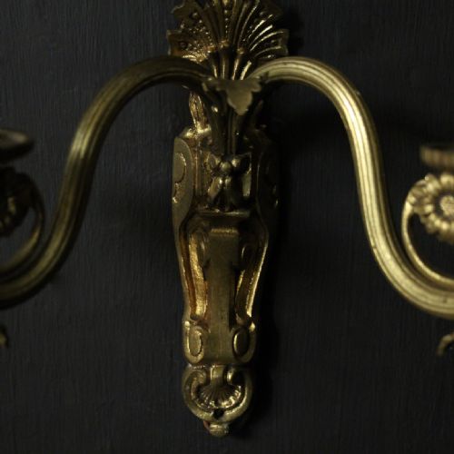 FRENCH GILDED BRONZE TWIN ARM WALL SCONCES - ADDITIONAL PHOTO 5