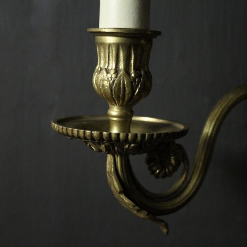 FRENCH GILDED BRONZE TWIN ARM WALL SCONCES - ADDITIONAL PHOTO 6