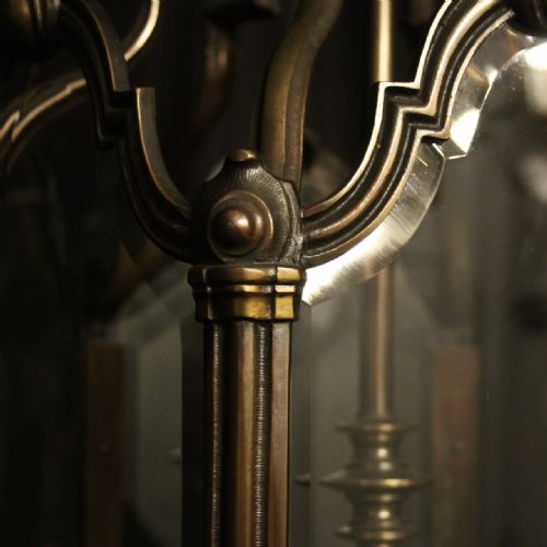 FRENCH LARGE BRONZE SIX LIGHT ANTIQUE HALL LANTERN - ADDITIONAL PHOTO 5