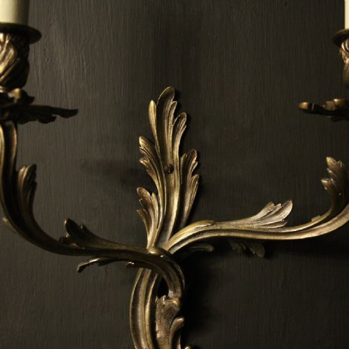 FRENCH SET OF 4 GILDED TWIN ARM WALL LIGHTS - ADDITIONAL PHOTO 3