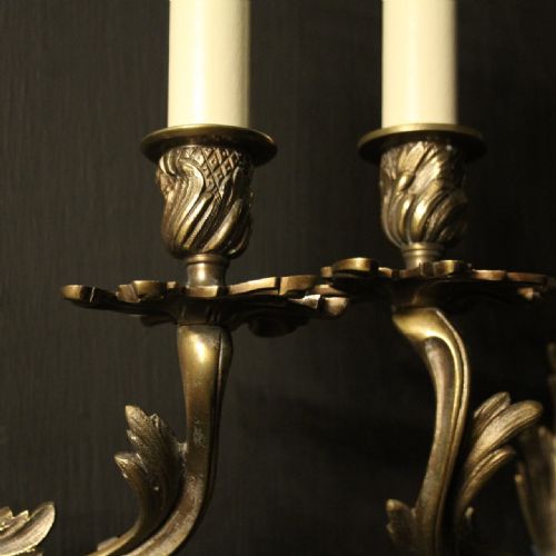 FRENCH SET OF 4 GILDED TWIN ARM WALL LIGHTS - ADDITIONAL PHOTO 7
