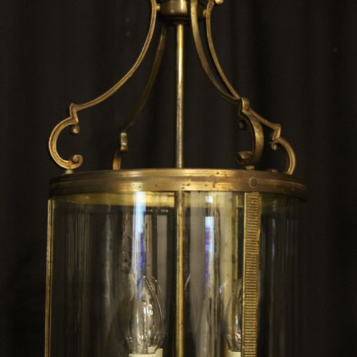 FRENCH GILDED TRIPLE LIGHT CONVEX ANTIQUE LANTERN - ADDITIONAL PHOTO 1