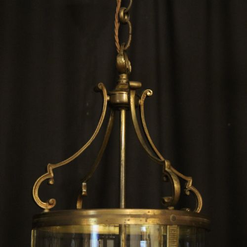FRENCH GILDED TRIPLE LIGHT CONVEX ANTIQUE LANTERN - ADDITIONAL PHOTO 3