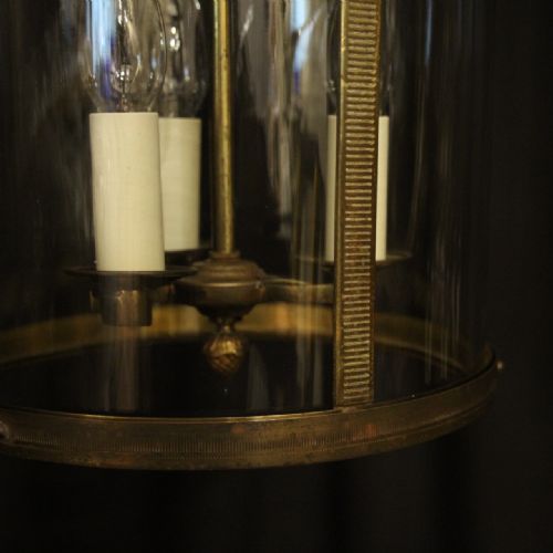 FRENCH GILDED TRIPLE LIGHT CONVEX ANTIQUE LANTERN - ADDITIONAL PHOTO 6