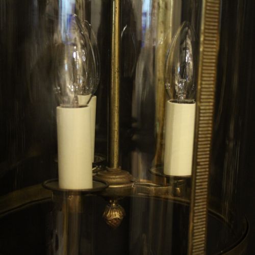 FRENCH GILDED TRIPLE LIGHT CONVEX ANTIQUE LANTERN - ADDITIONAL PHOTO 8