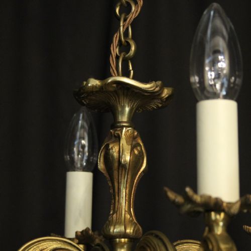 FRENCH GILDED BRASS 4 LIGHT ANTIQUE CHANDELIER - ADDITIONAL PHOTO 8