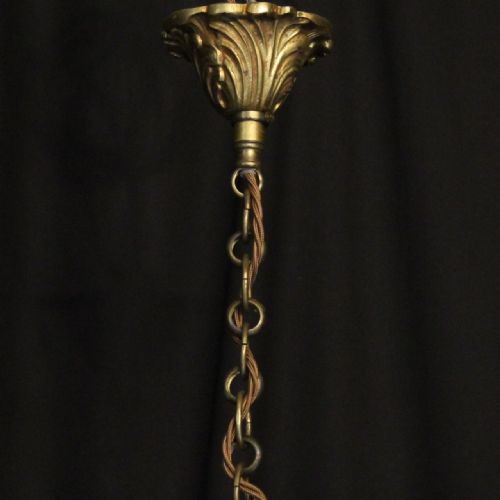 FRENCH GILDED BRASS 4 LIGHT ANTIQUE CHANDELIER - ADDITIONAL PHOTO 9