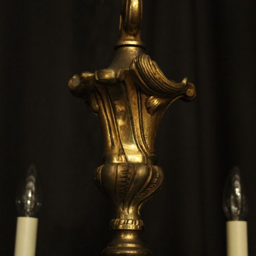 FRENCH GILDED BRONZE 6 LIGHT ANTIQUE CHANDELIER - ADDITIONAL PHOTO 7
