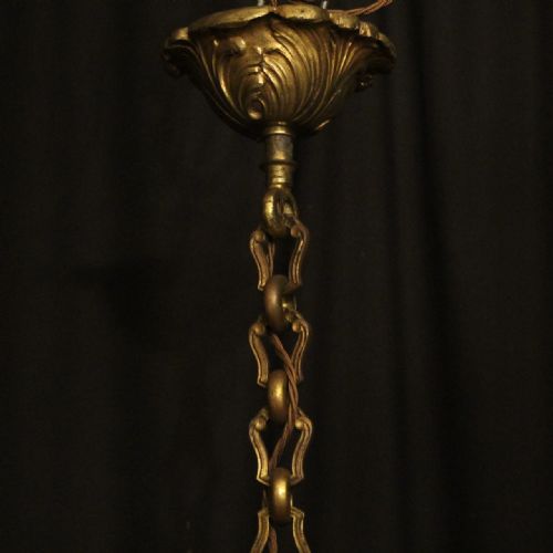 FRENCH GILDED BRONZE 6 LIGHT ANTIQUE CHANDELIER - ADDITIONAL PHOTO 9
