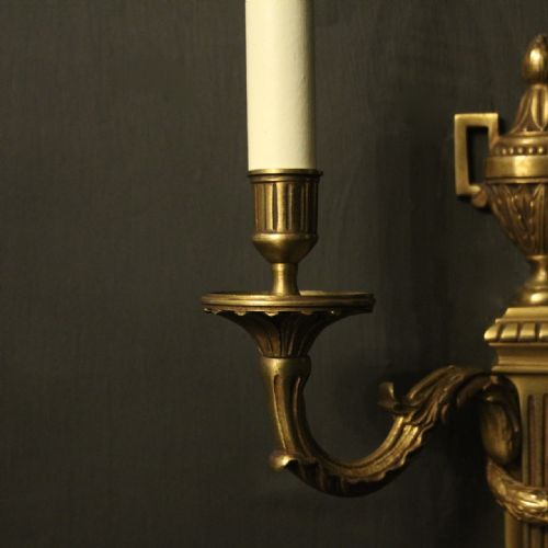 FRENCH PAIR OF GILDED BRONZE ANTIQUE WALL LIGHTS - ADDITIONAL PHOTO 6