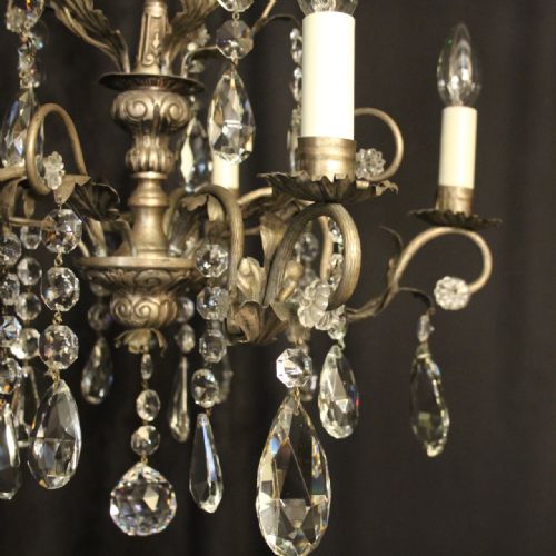 ITALIAN SILVER CRYSTAL GENOA 5 LIGHT CHANDELIER - ADDITIONAL PHOTO 1