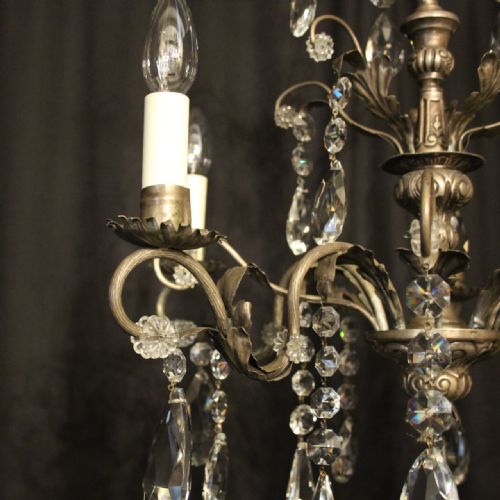 ITALIAN SILVER CRYSTAL GENOA 5 LIGHT CHANDELIER - ADDITIONAL PHOTO 2