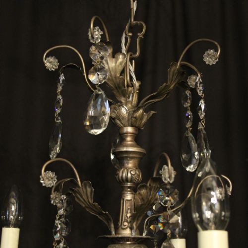 ITALIAN SILVER CRYSTAL GENOA 5 LIGHT CHANDELIER - ADDITIONAL PHOTO 6