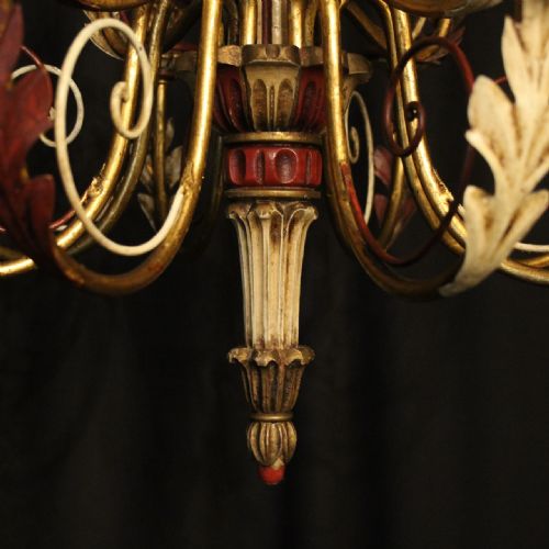 FLORENTINE 12 LIGHT WOODEN POLYCHROME CHANDELIER - ADDITIONAL PHOTO 6
