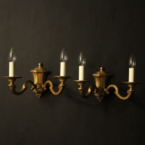 French Gilded Bronze Twin Arm Antique Wall Lights