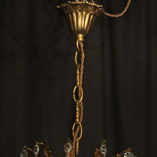 ITALIAN GILDED BRASS 10 LIGHT ANTIQUE CHANDELIER - ADDITIONAL PHOTO 9