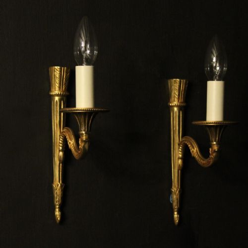 french pair of gilded single arm wall lights - CATEGORY: ANTIQUE LIGHTING - DATED 1920