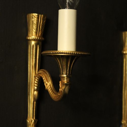 FRENCH PAIR OF GILDED SINGLE ARM WALL LIGHTS - ADDITIONAL PHOTO 2