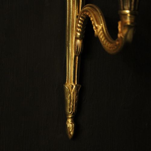 FRENCH PAIR OF GILDED SINGLE ARM WALL LIGHTS - ADDITIONAL PHOTO 4