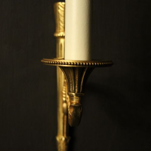 FRENCH PAIR OF GILDED SINGLE ARM WALL LIGHTS - ADDITIONAL PHOTO 8