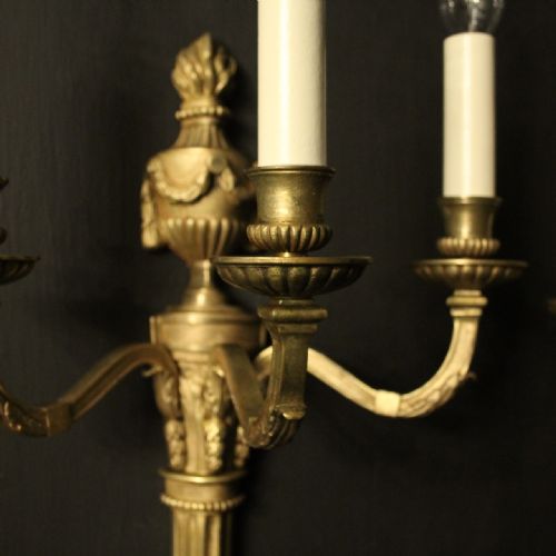 FRENCH PAIR OF GILDED BRONZE ANTIQUE WALL LIGHTS - ADDITIONAL PHOTO 6