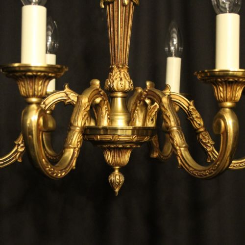 FRENCH GILDED BRONZE 6 LIGHT ANTIQUE CHANDELIER - ADDITIONAL PHOTO 3