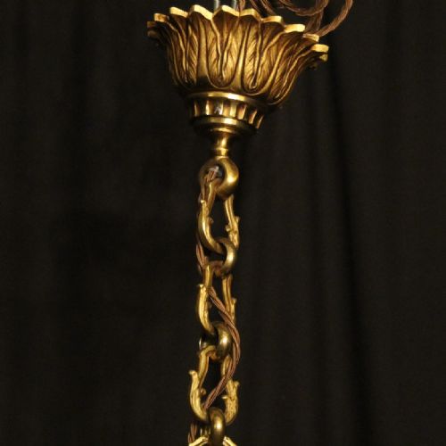 FRENCH GILDED BRONZE 6 LIGHT ANTIQUE CHANDELIER - ADDITIONAL PHOTO 9