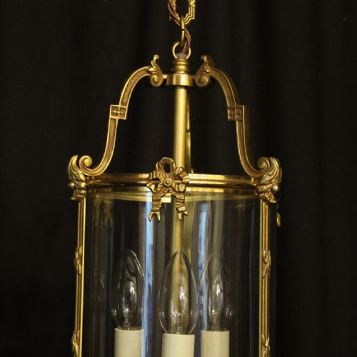 FRENCH SET OF 3 GILDED BRONZE HALL LANTERNS - ADDITIONAL PHOTO 2