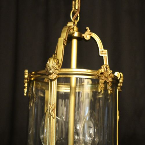 FRENCH SET OF 3 GILDED BRONZE HALL LANTERNS - ADDITIONAL PHOTO 4