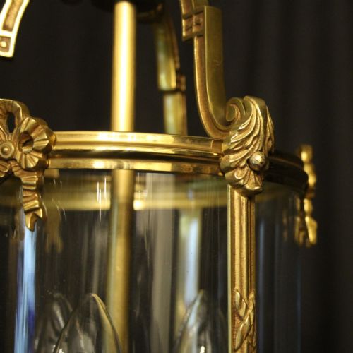 FRENCH SET OF 3 GILDED BRONZE HALL LANTERNS - ADDITIONAL PHOTO 5