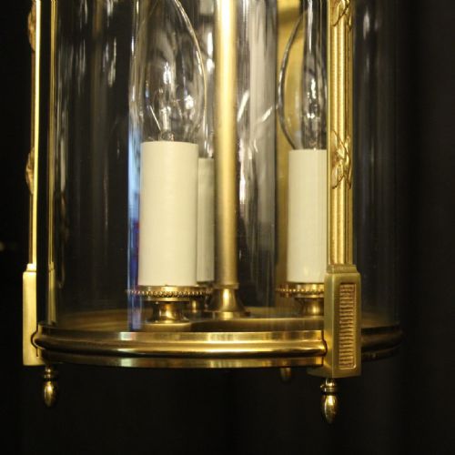 FRENCH SET OF 3 GILDED BRONZE HALL LANTERNS - ADDITIONAL PHOTO 6